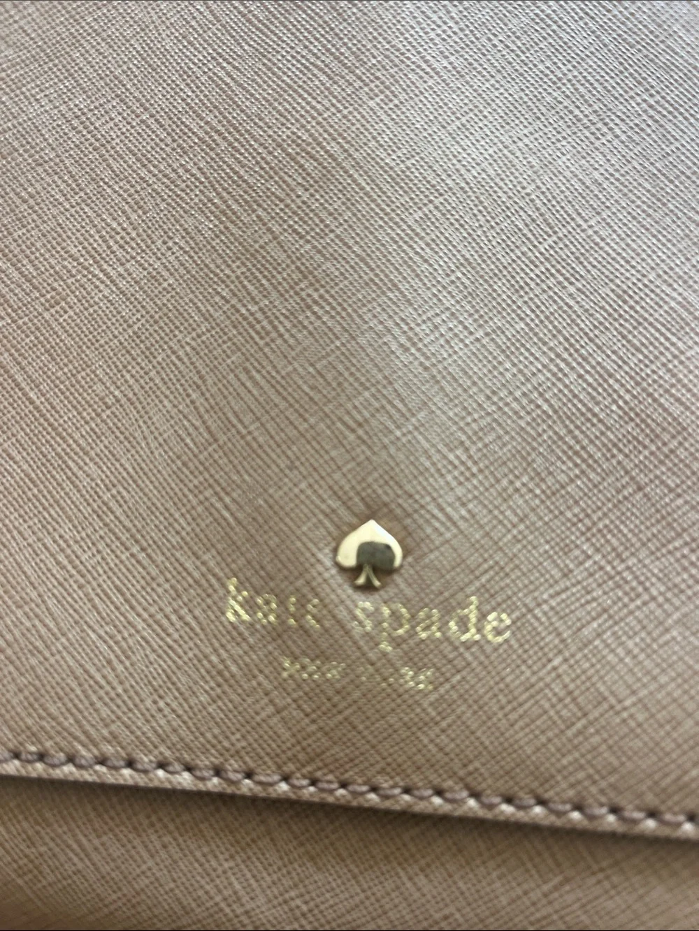 Kate  Spade Taupe/Brown Saffiano Leather Shoulder Bag